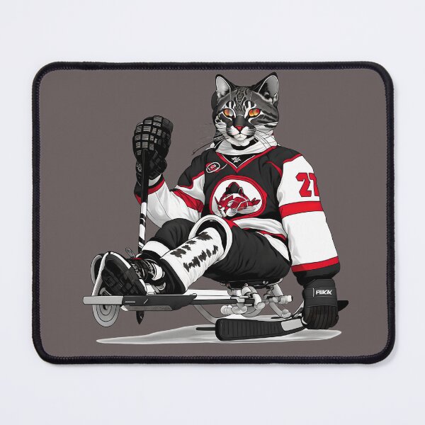 Item preview, Cat Sled Hockey Red and Black designed and sold by catsplaysports.