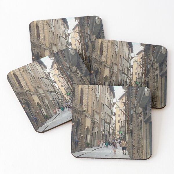 Item preview, Busy Narrow Cobblestone Street In Florence designed and sold by KirtTisdale.