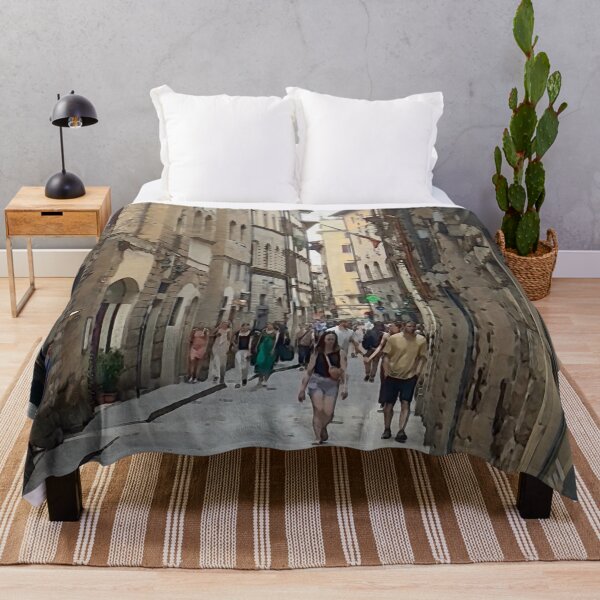 Item preview, Busy Narrow Cobblestone Street In Florence designed and sold by KirtTisdale.