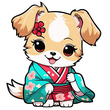 Artwork thumbnail, Kimono Beauty: Girl Dog Elegance by Fluffy Butt
