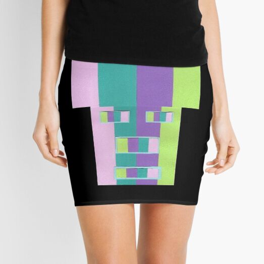 Rainrow Fro (Facemadics abstract face colorful contemporary) Mini Skirt