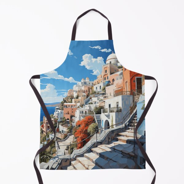 Item preview, A Pop Art Travel Print of Santorini - Greece designed and sold by StudioRedKoala.