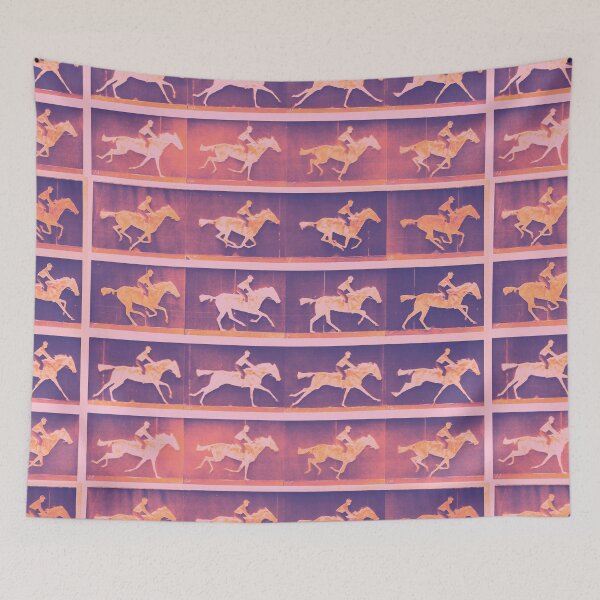 Item preview, Unnamed Black Jockey on a Horse, Muybridge in Motion, sunset designed and sold by DreamingBeetle.