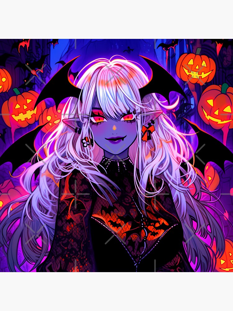 12 Halloween Vampire Demon Anime Girl Wallpapers (Instant Download) 