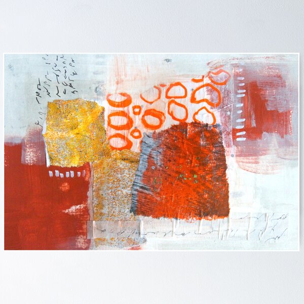 Item preview, Red and Orange Abstract Collage Art designed and sold by NancyMerkle.