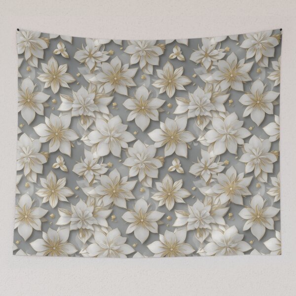 Item preview, flower abstract water color, pastel, golden and fabric flowers seamless pattern unique style designed and sold by mowafak younis.