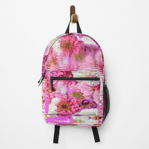 Item preview, PINK-WHITE ZINNIA WATER REFLECTION ART designed and sold by sharlesart.