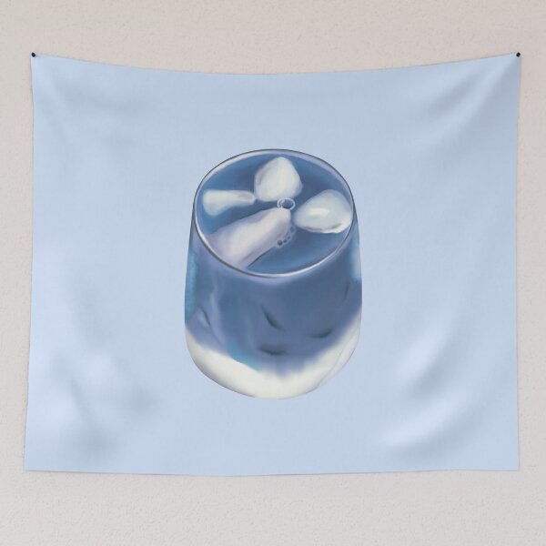 Item preview, butterfly pea bubble tea watercolor designed and sold by Wordsmith-Wear.
