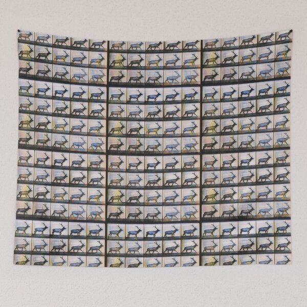 Item preview, Wandering Stag, Muybridge in Motion, dawn fog designed and sold by DreamingBeetle.