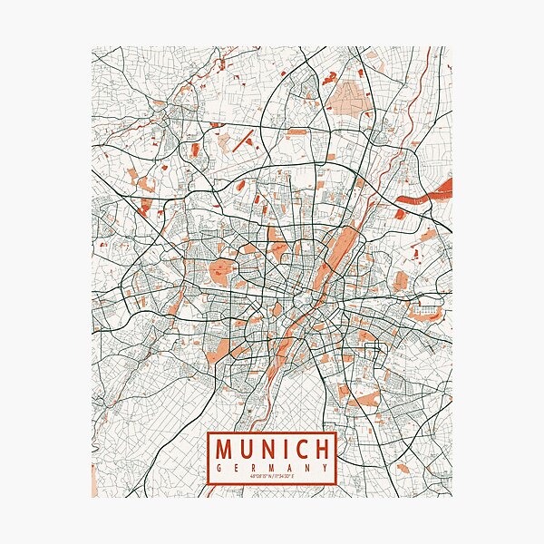 Item preview, Munich City Map of Germany - Bohemian designed and sold by deMAP.