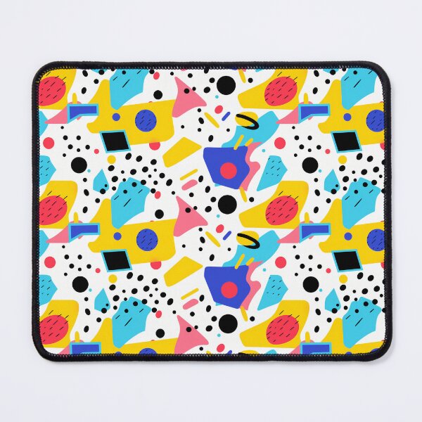Item preview, 80s white multicoloured shapes pattern designed and sold by greenzero.