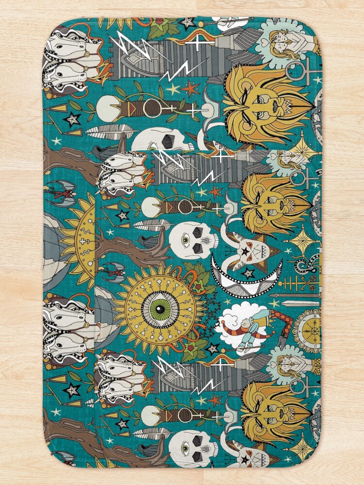Thumbnail 5 of 6, Bath Mat, tarot deep turquoise designed and sold by scrummy.