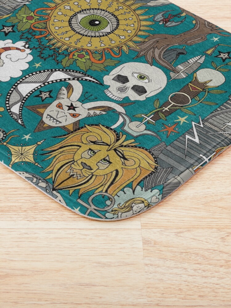 Thumbnail 3 of 6, Bath Mat, tarot deep turquoise designed and sold by scrummy.