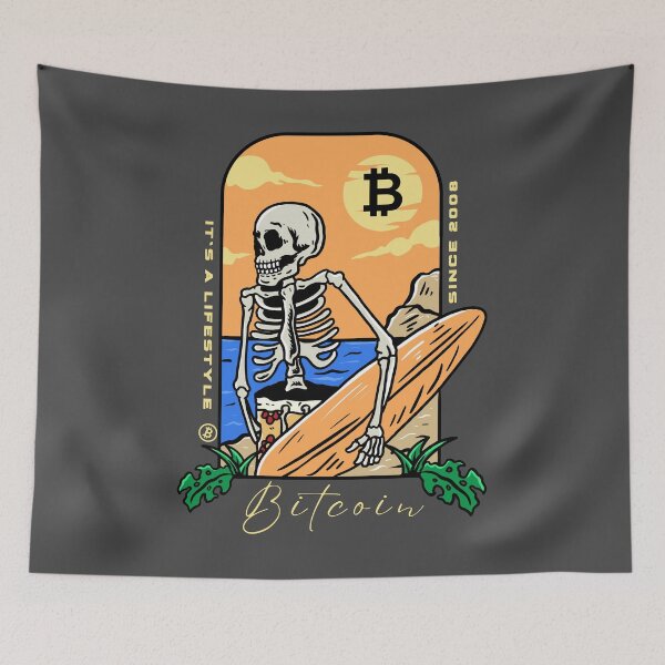 Item preview, It’s a lifestyle, Skeleton Surfer - Bitcoin Logo designed and sold by GetCryptoSwag.