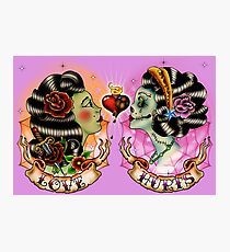 Tattoo Oldschool LOVE HURTS Photographic Print