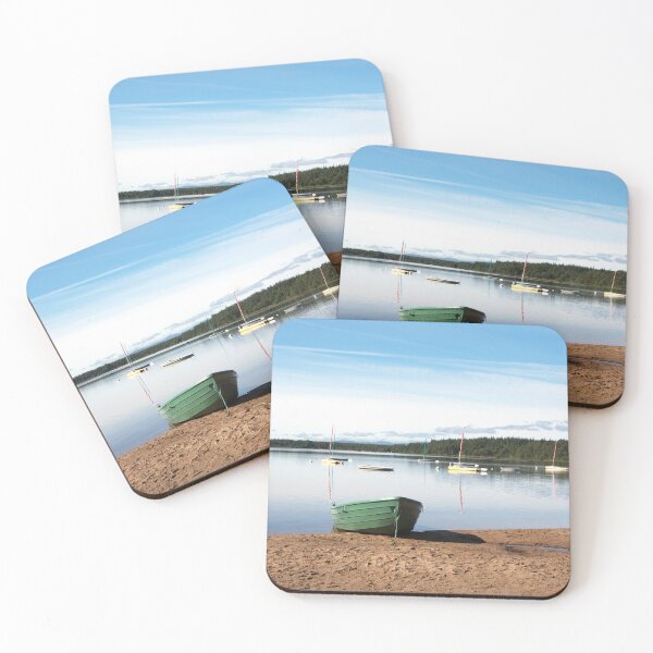 Item preview, Tranquil loch with a green boat designed and sold by Alternative Perspectives.