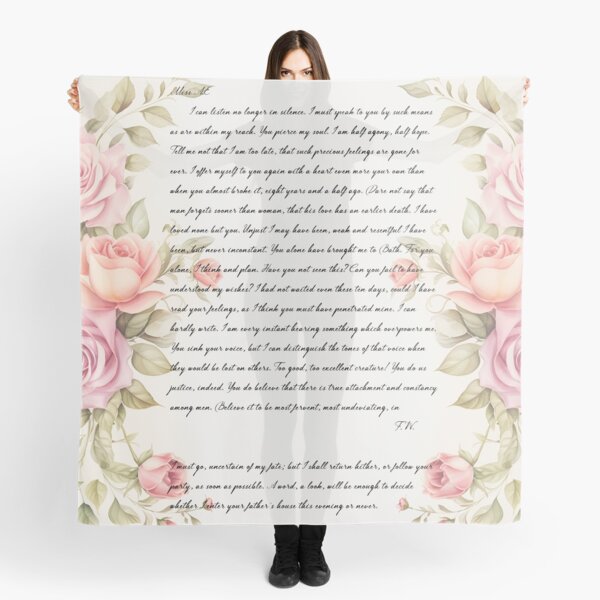 Aperçu de l'œuvre Jane Austen, persuasion, lettre du capitaine Wentworth à Anne Elliot roses vintage créée et vendue par Inktown.