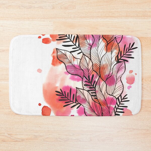 Item preview, Red Pink Watercolor Leafage Ben designed and sold by BEATRIZKOBORI.