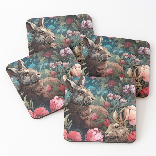 Item preview, Wild Rabbits Seamless Pattern illustration inspired by William Morris 2 designed and sold by The Willow Of  Rain City.