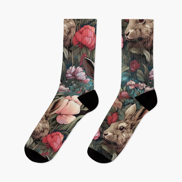 Item preview, Wild Rabbits Seamless Pattern illustration inspired by William Morris 2 designed and sold by The Willow Of  Rain City.