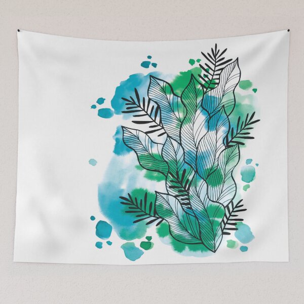 Item preview, Blue Green Watercolor Leafage Ben designed and sold by BEATRIZKOBORI.