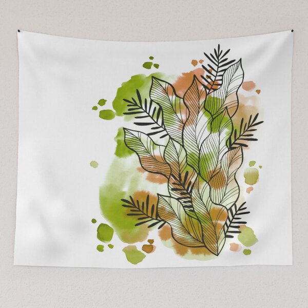Item preview, Green Brown Watercolor Leafage Ben designed and sold by BEATRIZKOBORI.