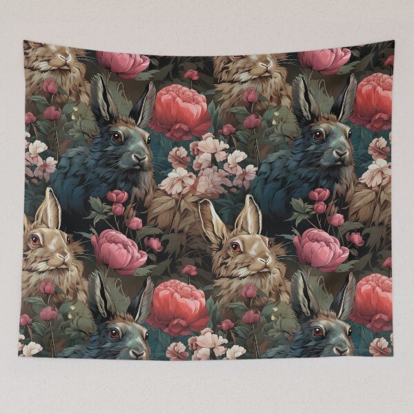 Item preview, Wild Rabbits Seamless Pattern illustration inspired by William Morris 5 designed and sold by The Willow Of  Rain City.