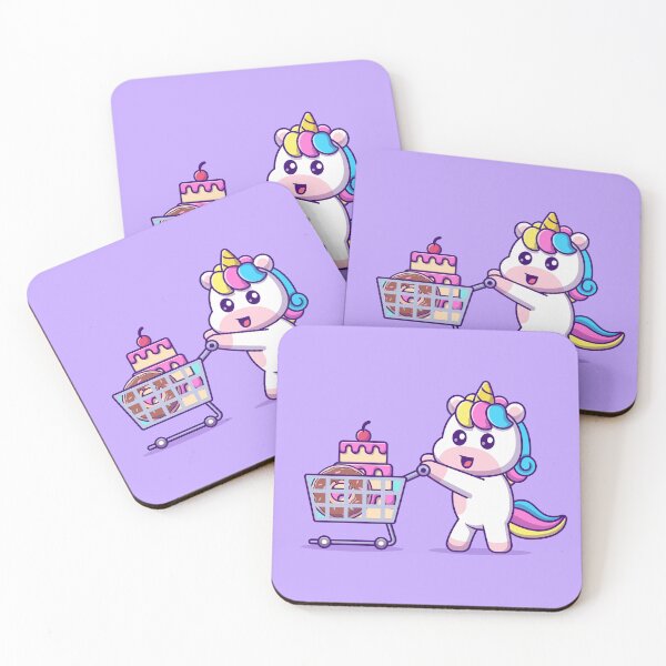 Item preview, Whimsical Confectionary: Cute Unicorn Bringing Cake and Donut with Trolley Cartoon Vector Icon Illustration designed and sold by hjian8219.