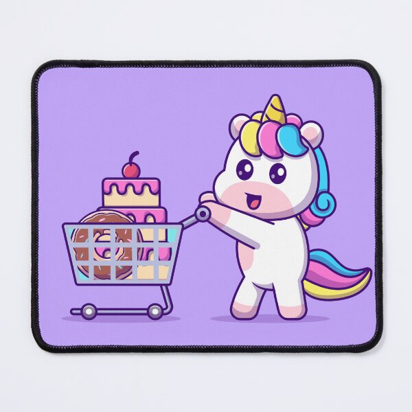 Item preview, Whimsical Confectionary: Cute Unicorn Bringing Cake and Donut with Trolley Cartoon Vector Icon Illustration designed and sold by hjian8219.