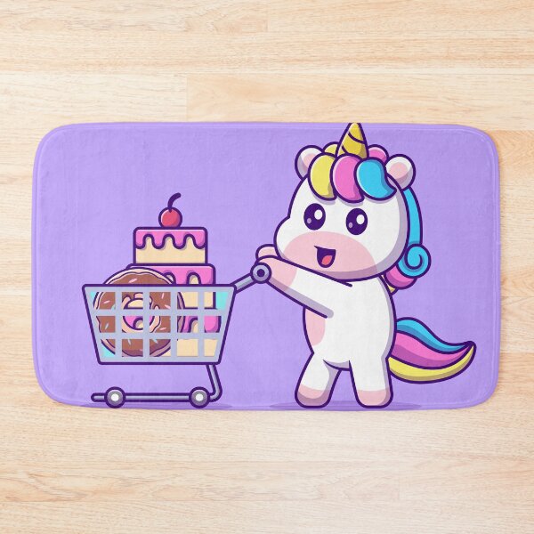 Item preview, Whimsical Confectionary: Cute Unicorn Bringing Cake and Donut with Trolley Cartoon Vector Icon Illustration designed and sold by hjian8219.