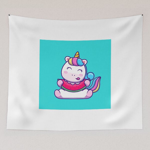 Item preview, Magical Watermelon Munch: Cute Unicorn Eating Watermelon Cartoon designed and sold by hjian8219.