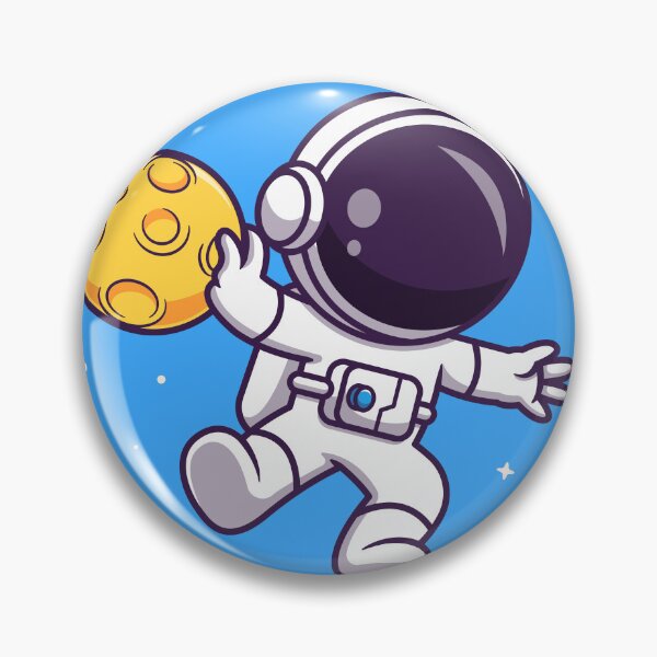 Item preview, "Lunar Basketball: Cute Astronaut Playing with Moon Ball in Space Cartoon Vector Icon Illustration designed and sold by hjian8219.