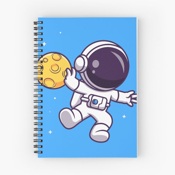Item preview, "Lunar Basketball: Cute Astronaut Playing with Moon Ball in Space Cartoon Vector Icon Illustration designed and sold by hjian8219.