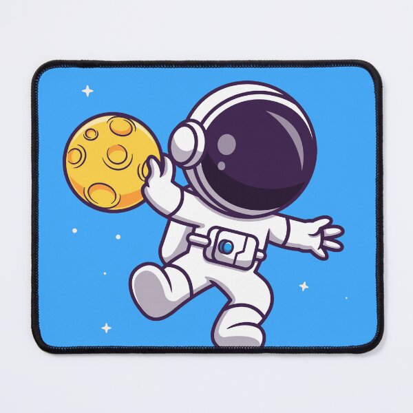 Item preview, "Lunar Basketball: Cute Astronaut Playing with Moon Ball in Space Cartoon Vector Icon Illustration designed and sold by hjian8219.
