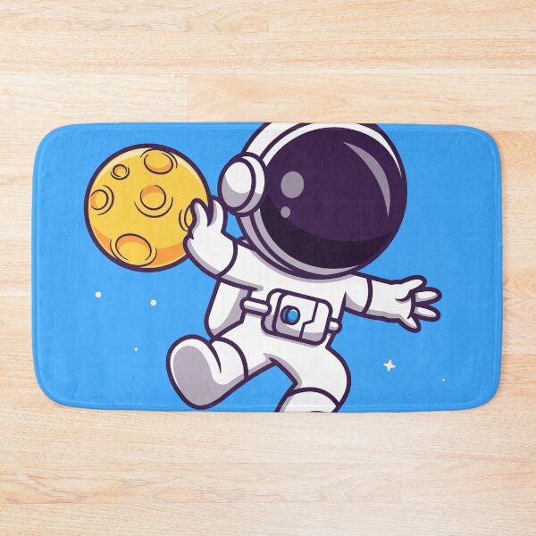 Item preview, "Lunar Basketball: Cute Astronaut Playing with Moon Ball in Space Cartoon Vector Icon Illustration designed and sold by hjian8219.