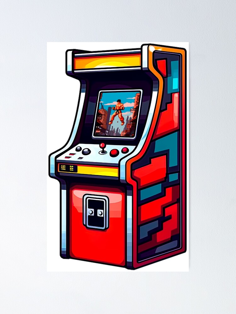 Retro gaming club poster with arcade machine Vector Image