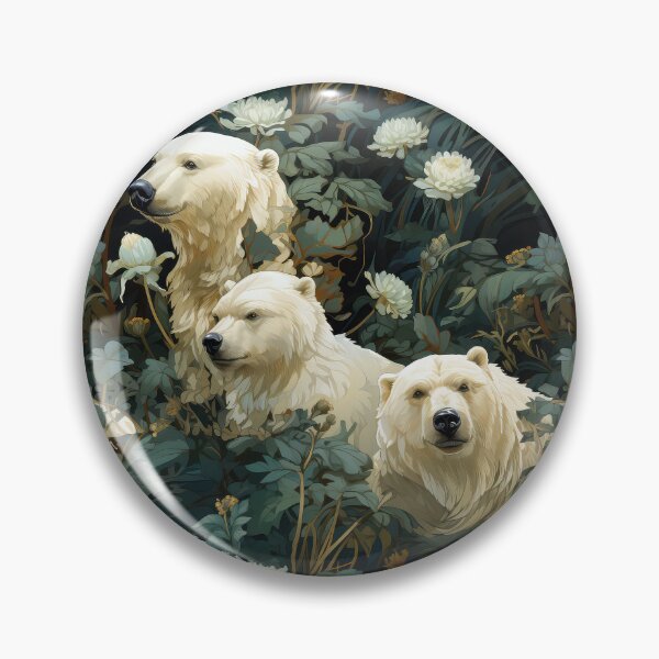 Item preview, polar bear Seamless Pattern illustration inspired by William Morris 1 designed and sold by The Willow Of  Rain City.