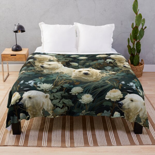 Item preview, polar bear Seamless Pattern illustration inspired by William Morris 1 designed and sold by The Willow Of Rain City.