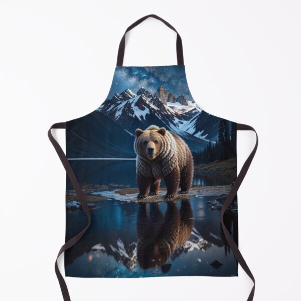 Item preview, Illustration of a Grizzly Bear foraging on the banks of a glacial lake high in the mountains designed and sold by Gilby-Designs.