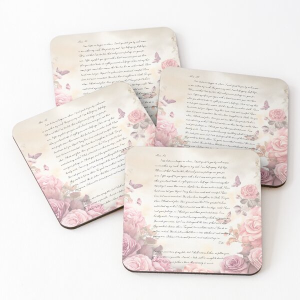 Item preview, Jane Austen , persuasion , captain Wentworth letter to Anne Elliot vintage  pink roses designed and sold by Inktown.