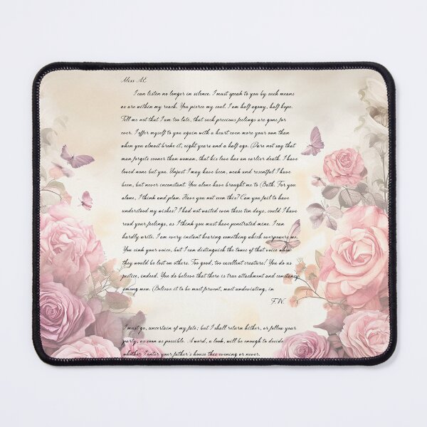 Item preview, Jane Austen , persuasion , captain Wentworth letter to Anne Elliot vintage  pink roses designed and sold by Inktown.