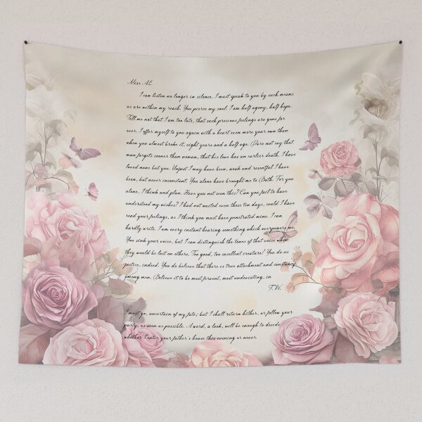 Item preview, Jane Austen , persuasion , captain Wentworth letter to Anne Elliot vintage  pink roses designed and sold by Inktown.