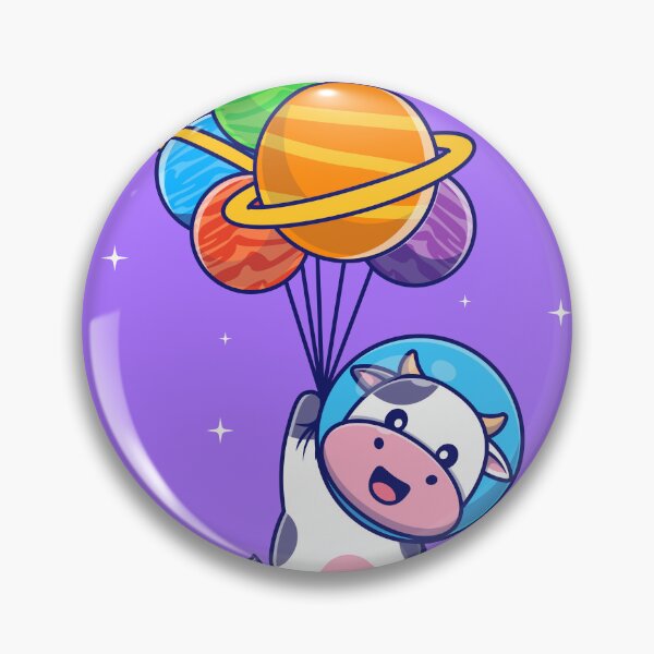 Item preview, Cosmic Cow: Cute Astronaut Cow Floating with Planet Balloon Cartoon Vector Icon Illustration designed and sold by hjian8219.