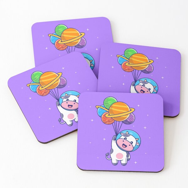 Item preview, Cosmic Cow: Cute Astronaut Cow Floating with Planet Balloon Cartoon Vector Icon Illustration designed and sold by hjian8219.