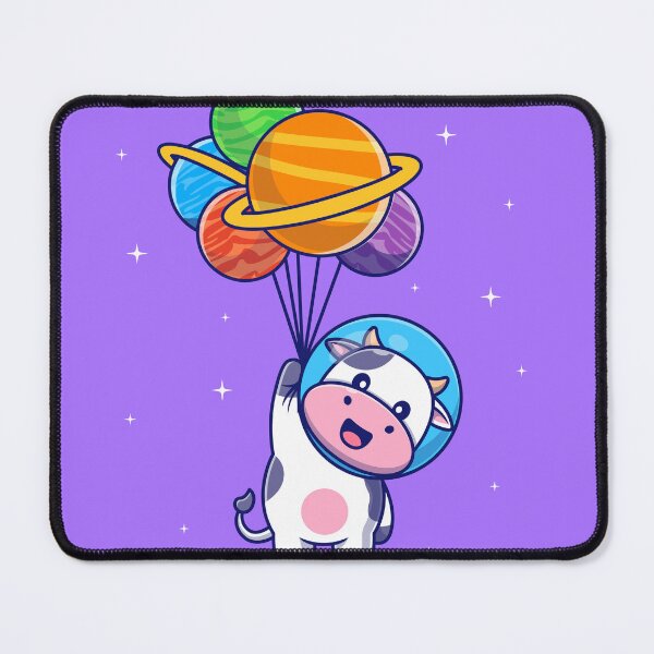 Item preview, Cosmic Cow: Cute Astronaut Cow Floating with Planet Balloon Cartoon Vector Icon Illustration designed and sold by hjian8219.