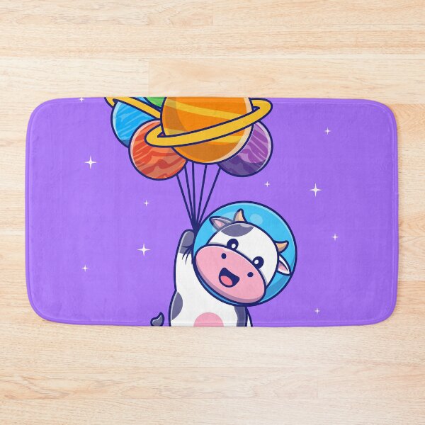 Item preview, Cosmic Cow: Cute Astronaut Cow Floating with Planet Balloon Cartoon Vector Icon Illustration designed and sold by hjian8219.