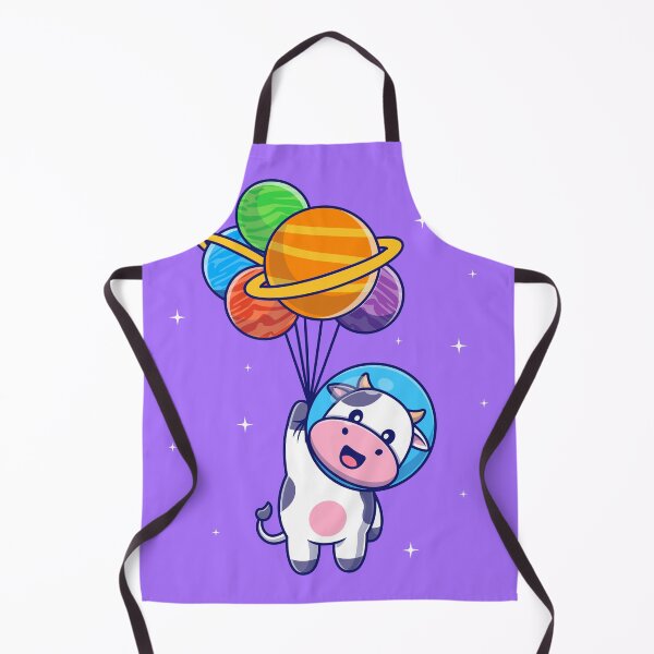 Item preview, Cosmic Cow: Cute Astronaut Cow Floating with Planet Balloon Cartoon Vector Icon Illustration designed and sold by hjian8219.