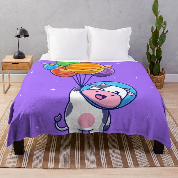 Item preview, Cosmic Cow: Cute Astronaut Cow Floating with Planet Balloon Cartoon Vector Icon Illustration designed and sold by hjian8219.