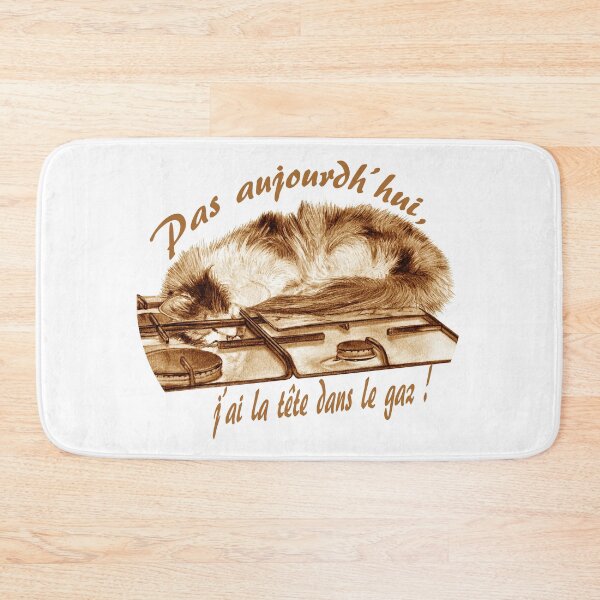 Item preview, Tricolor cat, head in the gas - brown colorized version, text in French designed and sold by SylvieG18.