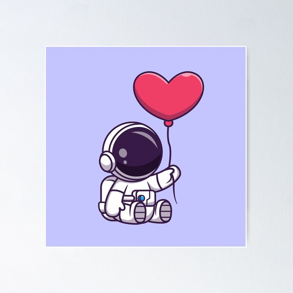Item preview, Galactic Love: Cute Astronaut Holding Heart Balloon Cartoon Vector Icon Illustration designed and sold by hjian8219.